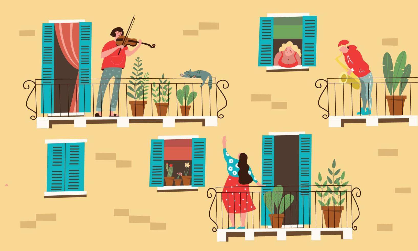 Stay at home. Vector illustration of home activities during the quarantine period.