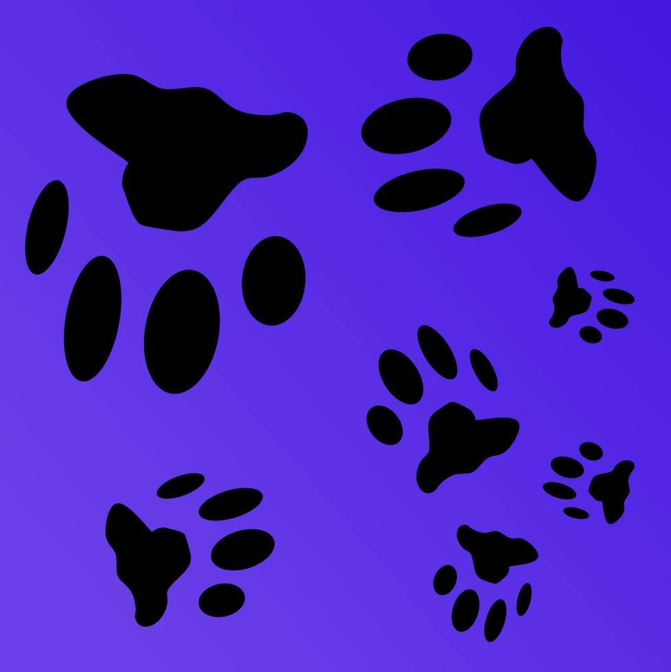 an illustration of a cat's footprint pattern on a dark blue background resembling an infrared ray effect. cat lovers vector