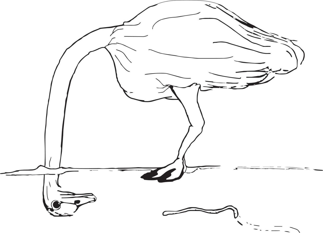 Funny hand drawn ostrich looking at a worm vector