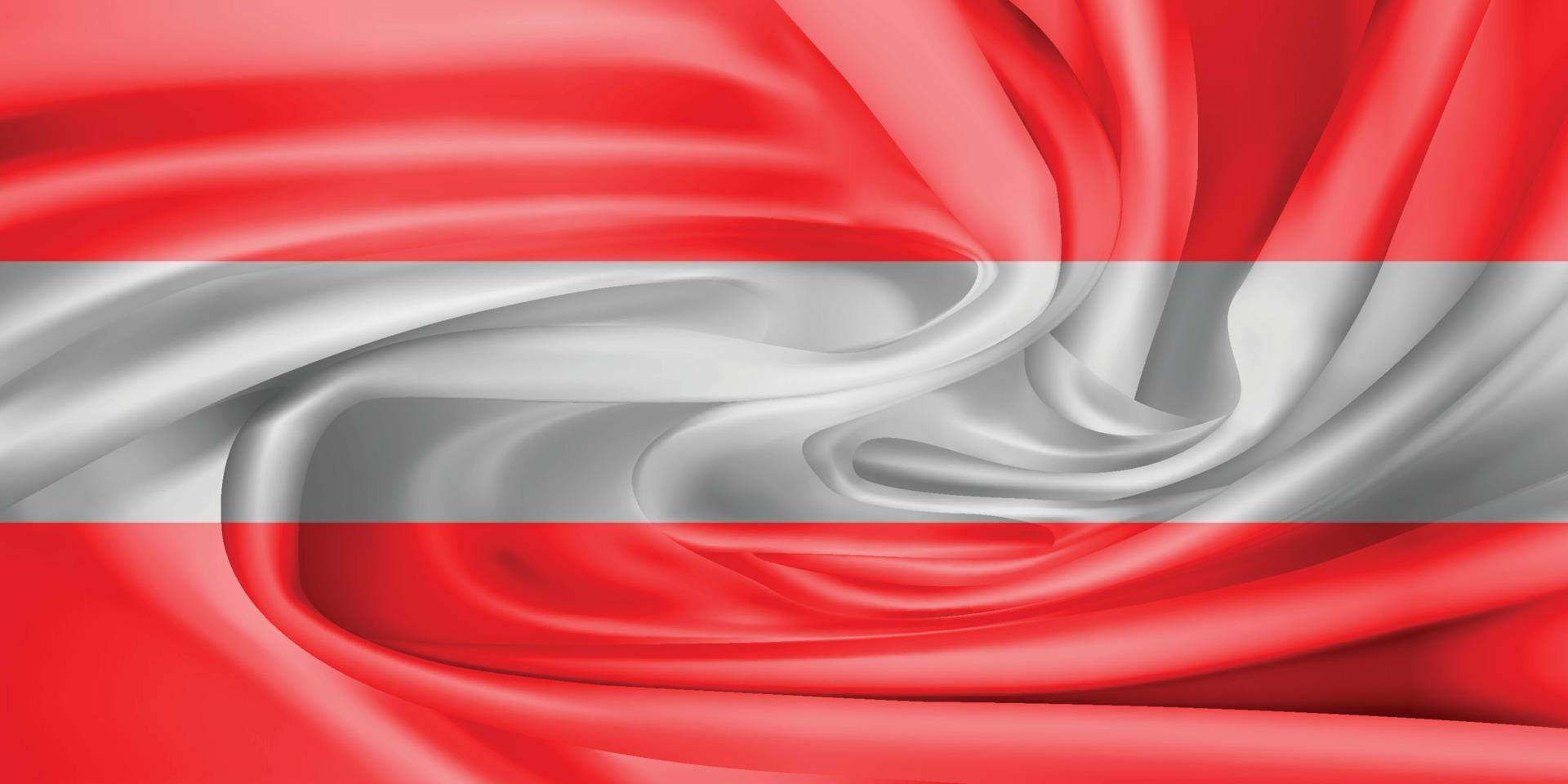 The national flag of Austria. The symbol of the state on wavy cotton fabric. Realistic vector illustration.flag background with cloth texture