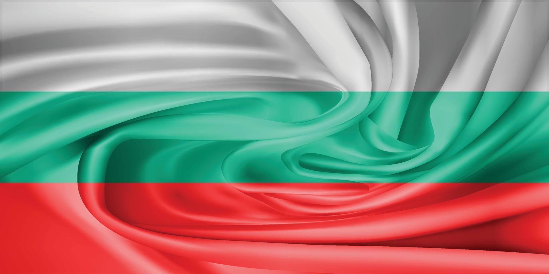 la bandera nacional de bulgaria. el símbolo del estado en tela de algodón ondulada. ilustración vectorial realista fondo de bandera con textura de tela vector
