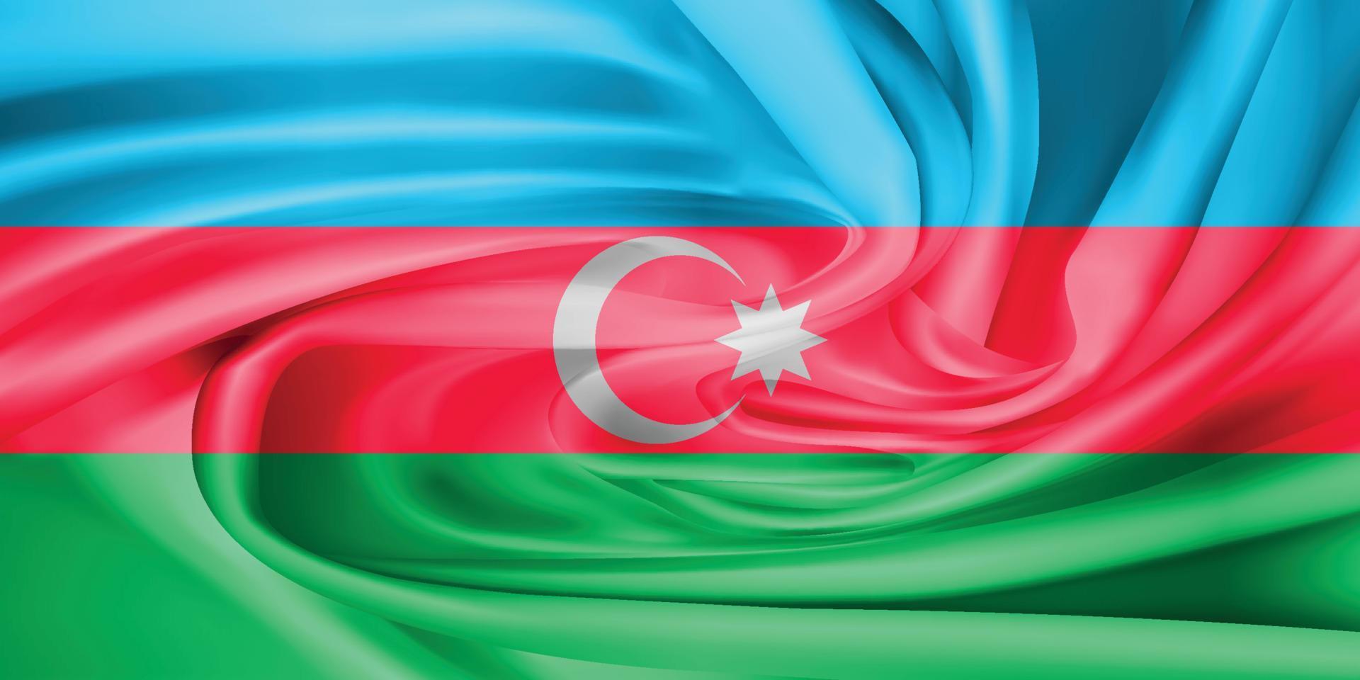 la bandera nacional de azerbaiyán. el símbolo del estado en tela de algodón ondulada. ilustración vectorial realista fondo de bandera con textura de tela vector