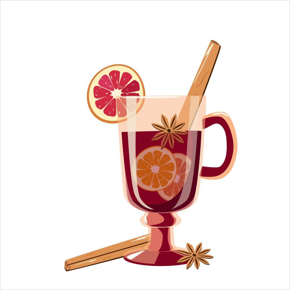 Mulled wine in a glass with a handle vector