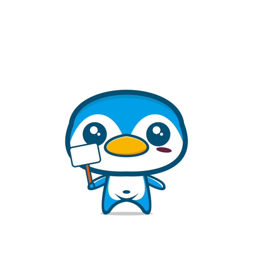 personaje de mascota de diseño de pingüino de dibujos animados lindo vector