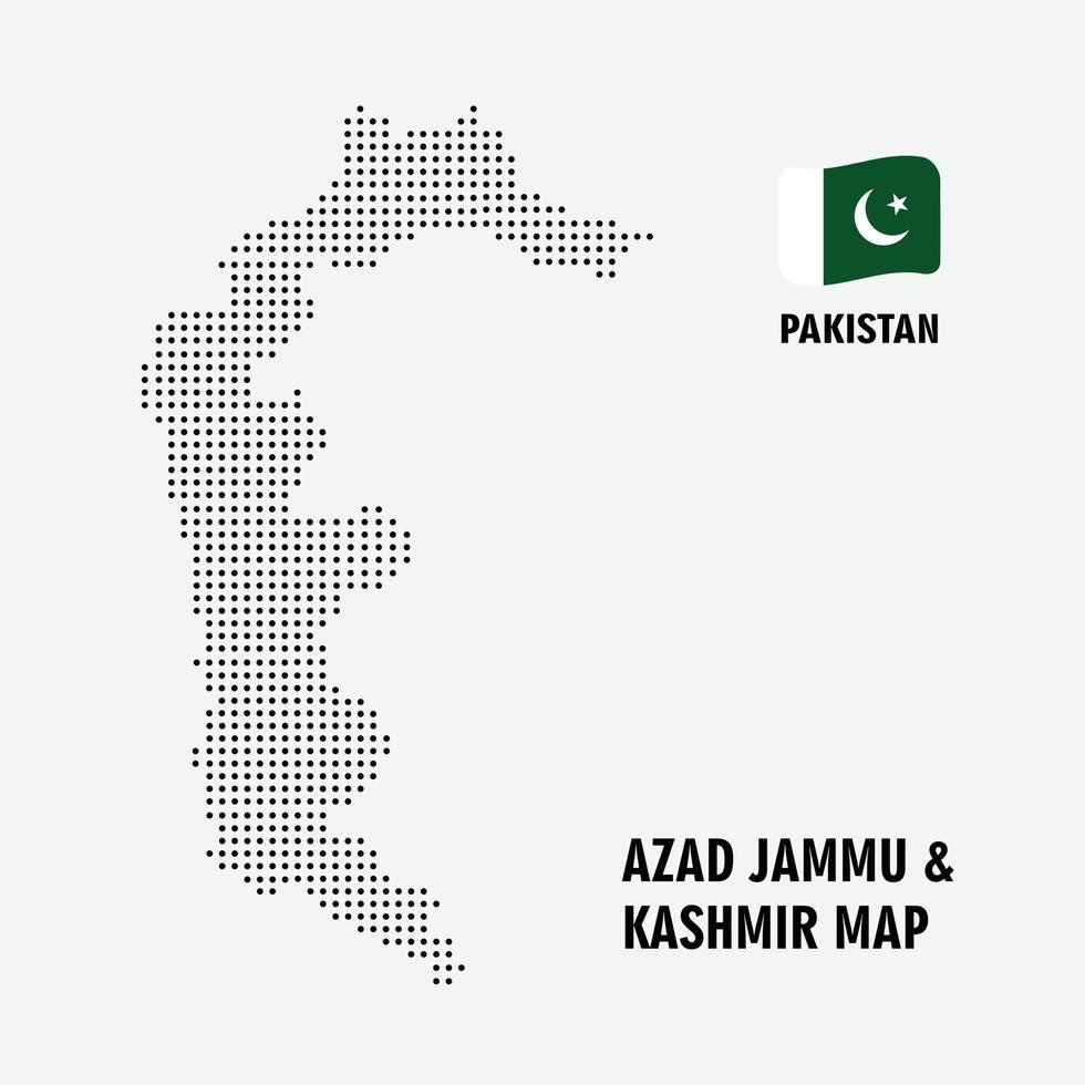 azad cachemira provincia de pakistán vector punteado, mapa de patrón de puntos cuadrados de pakistán. Azad Cachemira mapa de píxeles punteados con bandera nacional aislado sobre fondo blanco. ilustración.