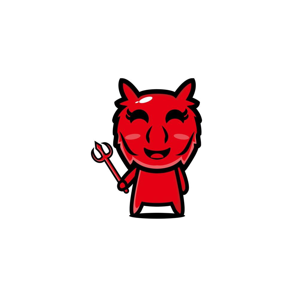 diseño de vector de dibujos animados de personaje de diablo rojo