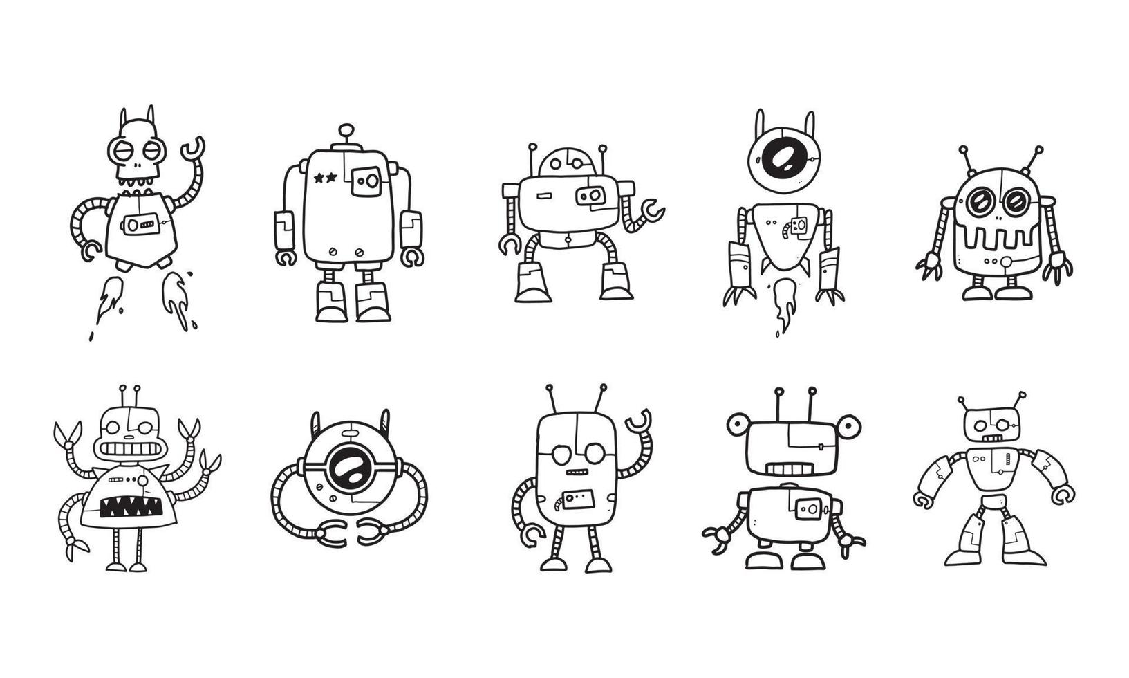linda ilustración de robots en dibujos animados vector