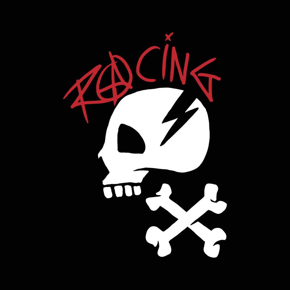 Racing skull with crossbone symbol vector