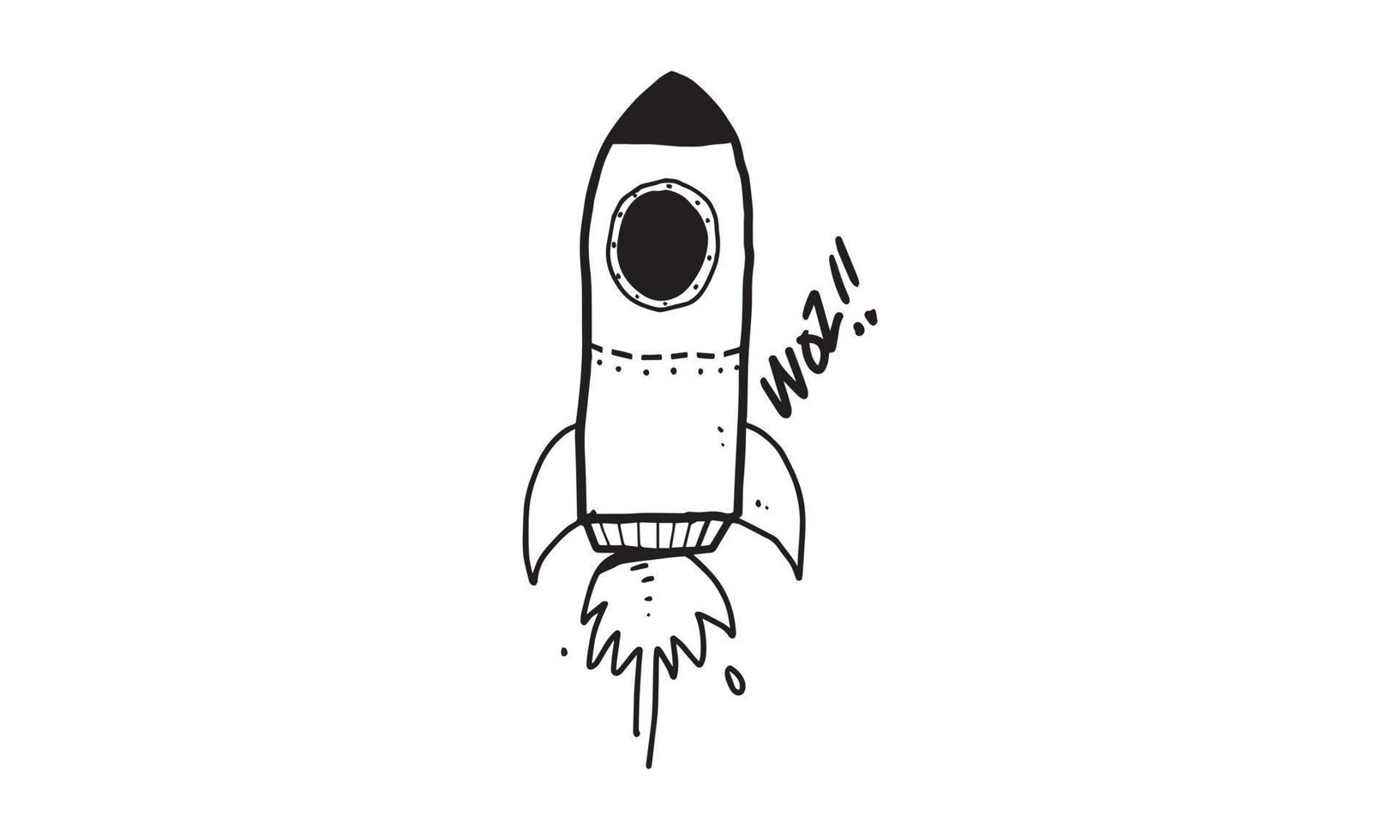 The rocket launch illustration in cartoon vector