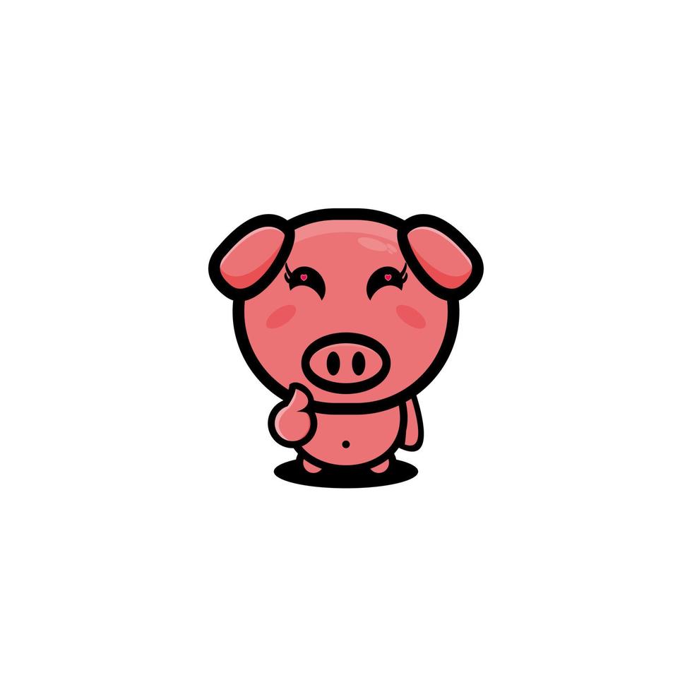 Cute pig character cartoon design template illustration vector