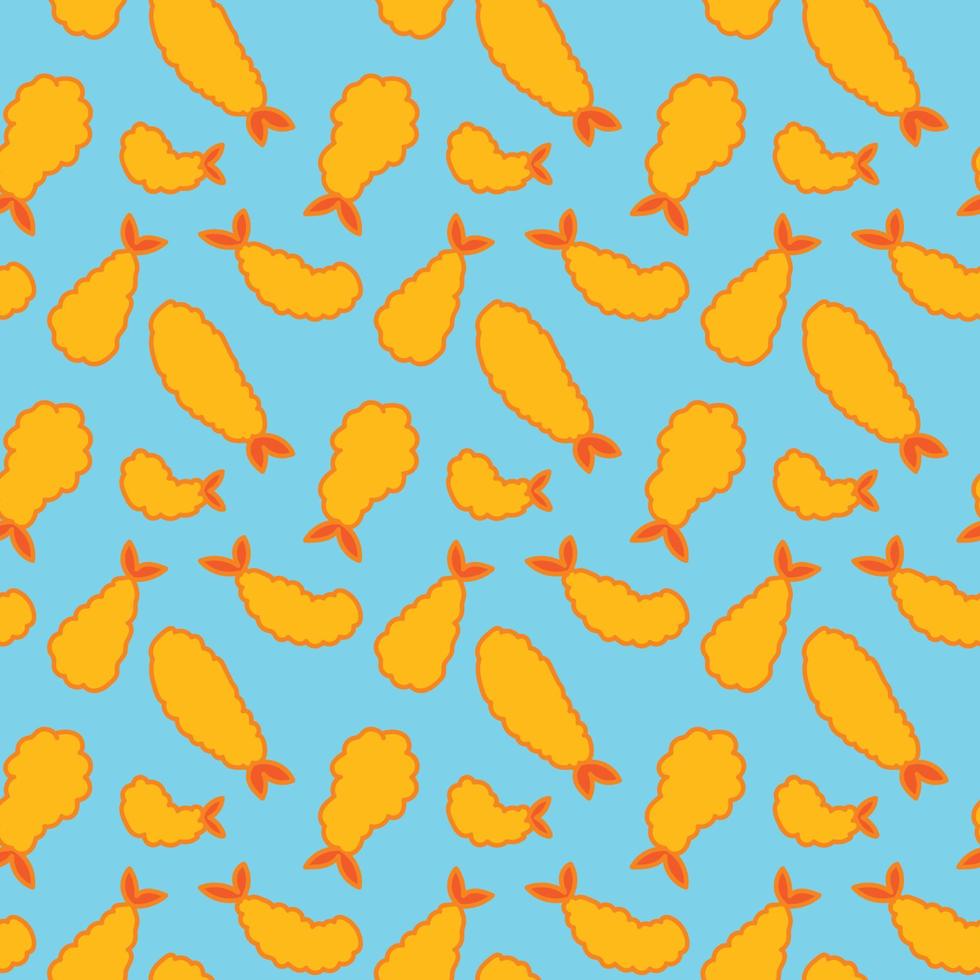 Tempura camarones fritos patrón de estilo japonés vector de fondo de pantalla transparente