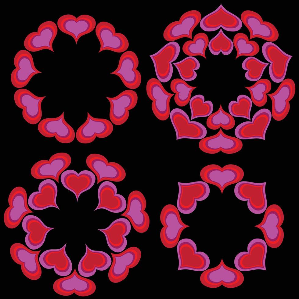Valentines Day mod hearts vector circle frame graphics