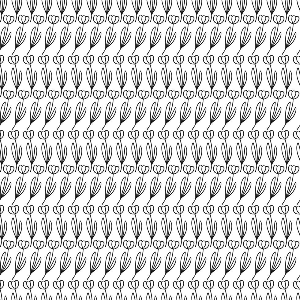 patrones sin fisuras combinables simples. flor de tulipán botánico floral dibujado a mano elementos de lineart puntos puntos, monocromo en blanco y negro. diseño para embalaje envoltura de tela textil vector