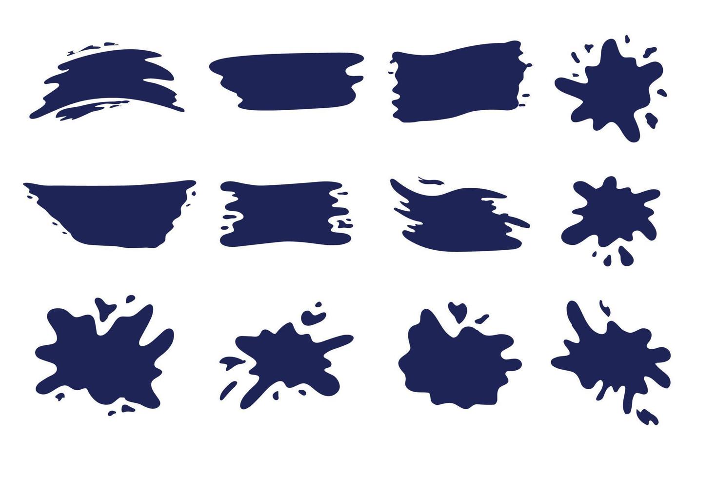 Hand drawn blob elements ink paint splash stain spot splatter different shapes. Isolated cut out vector illustration for sticker label banner design