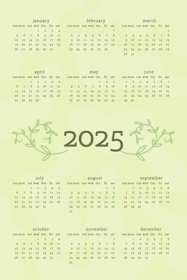 Botanical 2025 Calendar Weekly ynez rebecka