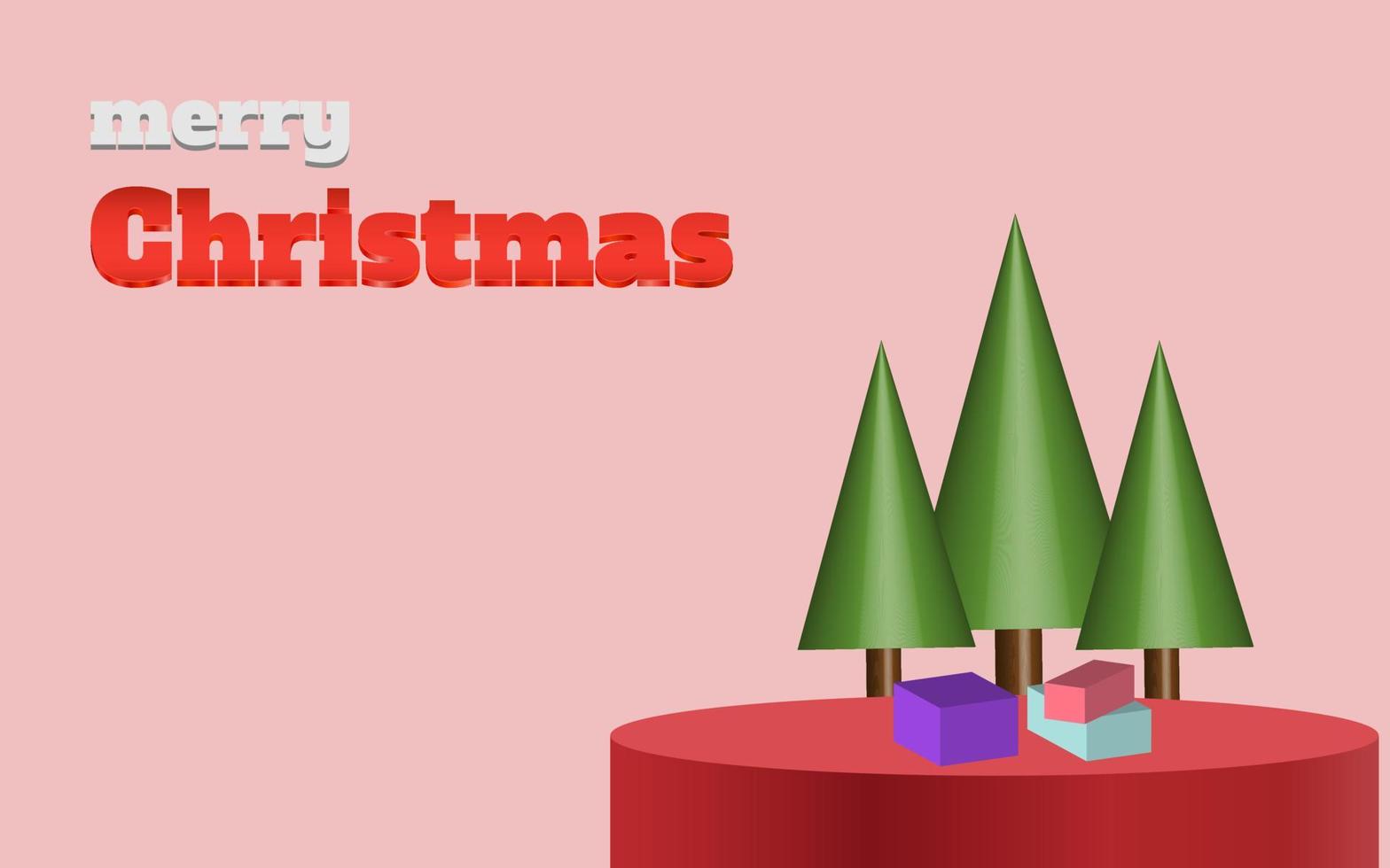 árbol de navidad con podio ilustración vectorial 3d para navidad, ilustración vectorial de podio para diseños de navidad, año nuevo y temporada navideña. vector