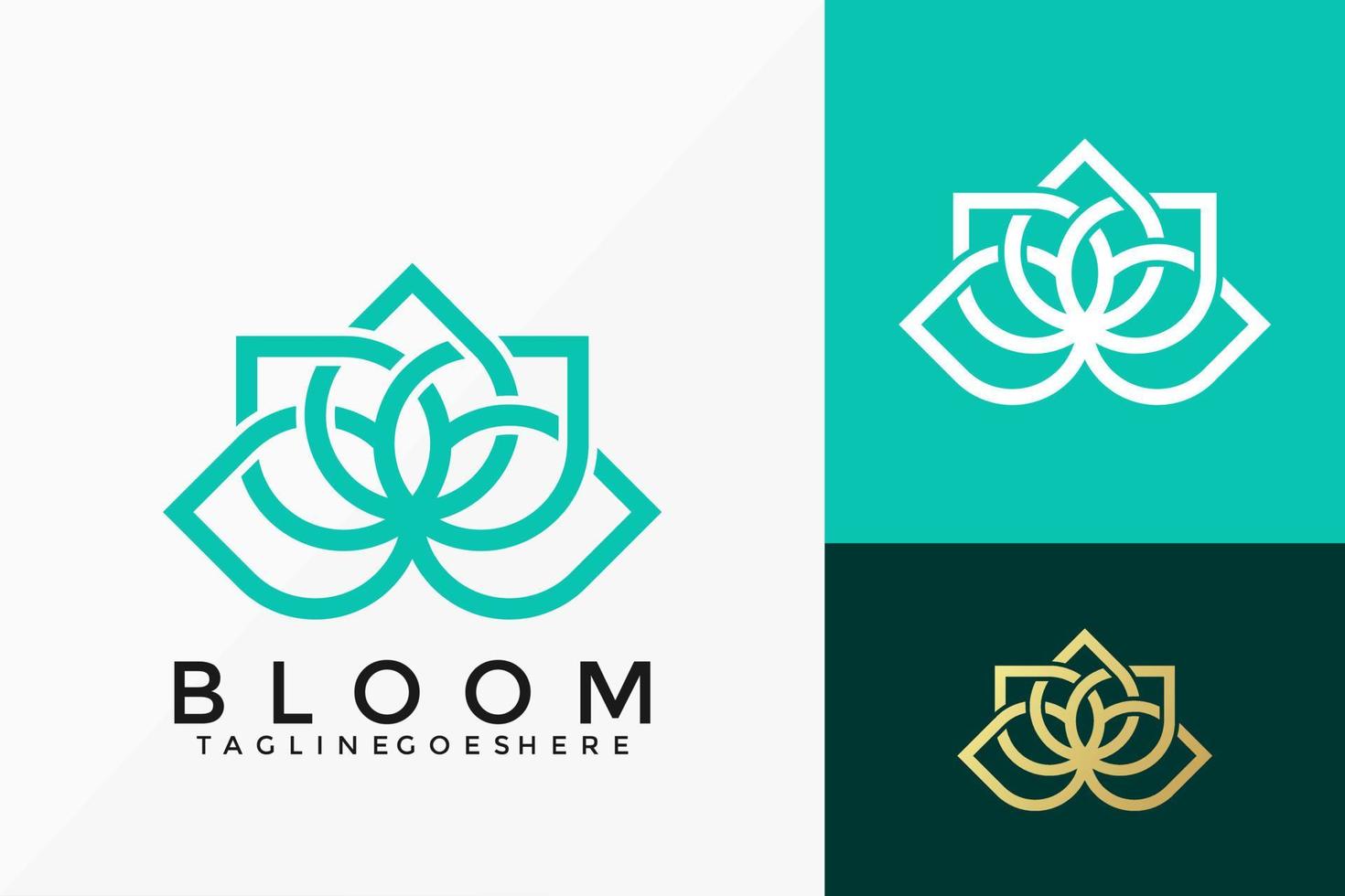 Lotus Flower Bloom Logo Vector Design. Abstract emblem, designs concept, logos, logotype element for template.