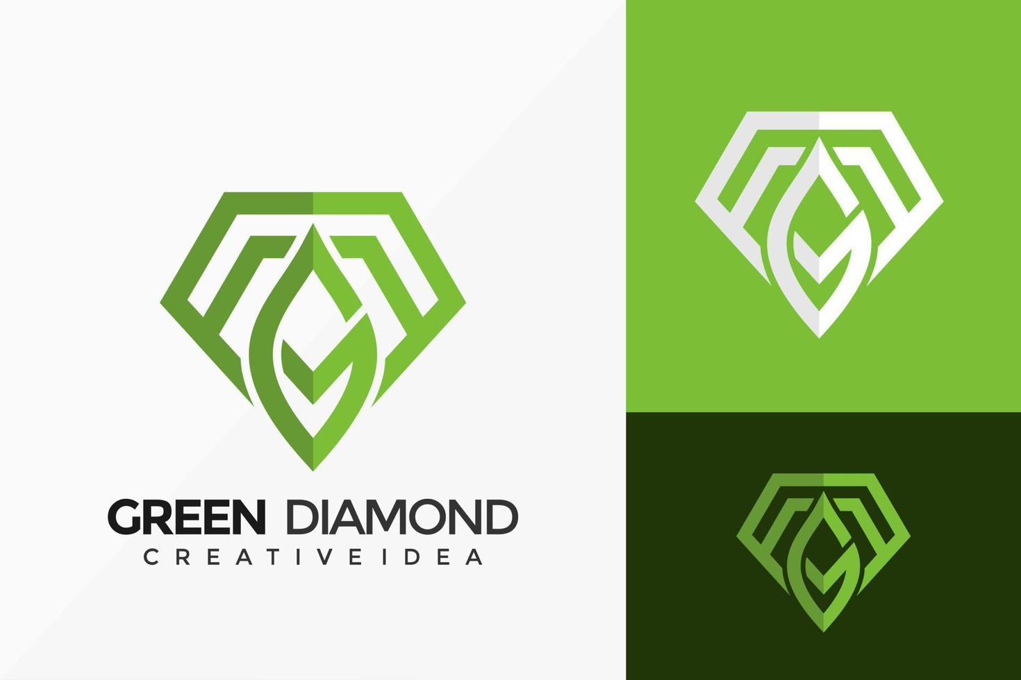 Letra g diseño de vector de logo de diamante verde. emblema abstracto, concepto de diseños, logotipos, elemento de logotipo para plantilla.