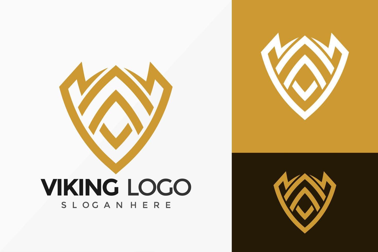 Shield Viking emblem Logo Vector Design. Abstract emblem, designs concept, logos, logotype element for template.