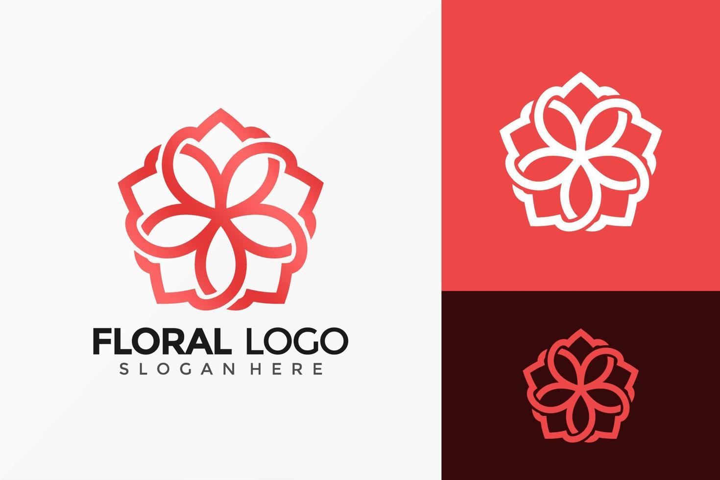 elegante diseño de logotipo de adorno floral. Plantilla de ilustración de vector de diseños de logotipos de ideas creativas