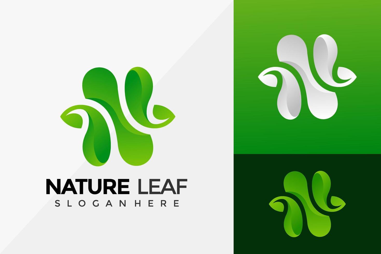 Letra n diseño de logotipo de hoja de naturaleza, diseños de logotipos de identidad de marca plantilla de ilustración vectorial vector
