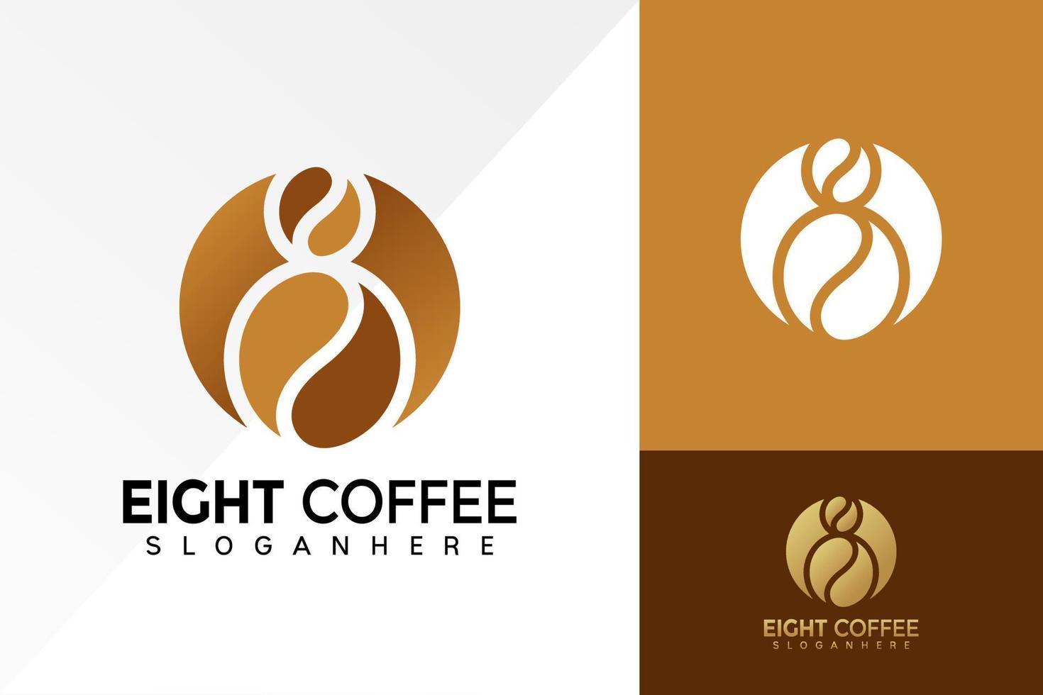 Diseño de logotipo de ocho cafés, vector de logotipos de negocios de cafetería, logotipo moderno, plantilla de ilustración de vector de diseños de logotipo