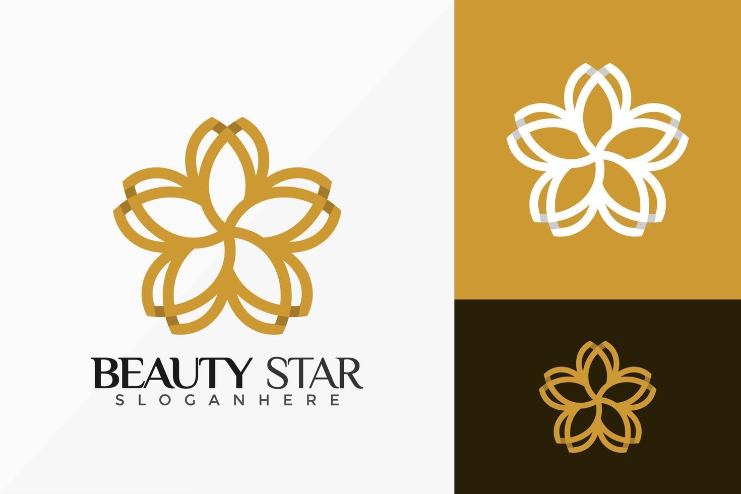 Flower Line Art Beauty Star Logo Vector Design. Abstract emblem, designs concept, logos, logotype element for template.
