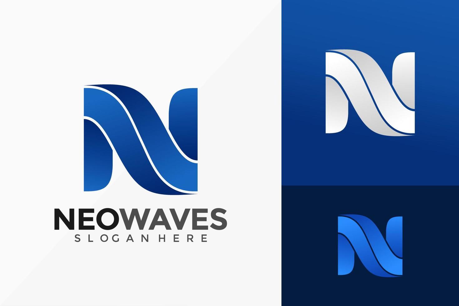 Vector Letter N Wave Logo Design. Abstract emblem, designs concept, logos, logotype element for template.