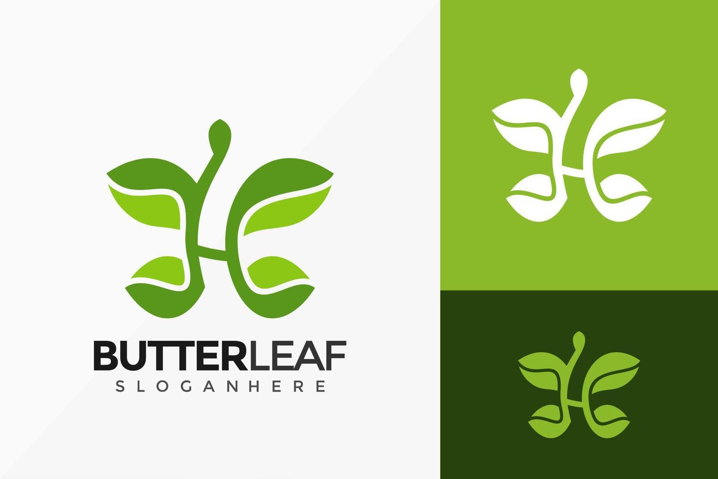 Letter H Butterfly and Leaf Logo Vector Design. Abstract emblem, designs concept, logos, logotype element for template.