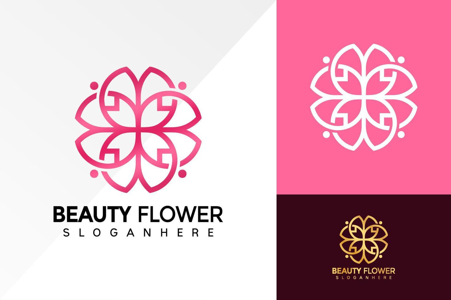 diseño de logotipo de flor de belleza, vector de logotipos de negocios de moda cosmética, logotipo moderno, plantilla de ilustración de vector de diseños de logotipos