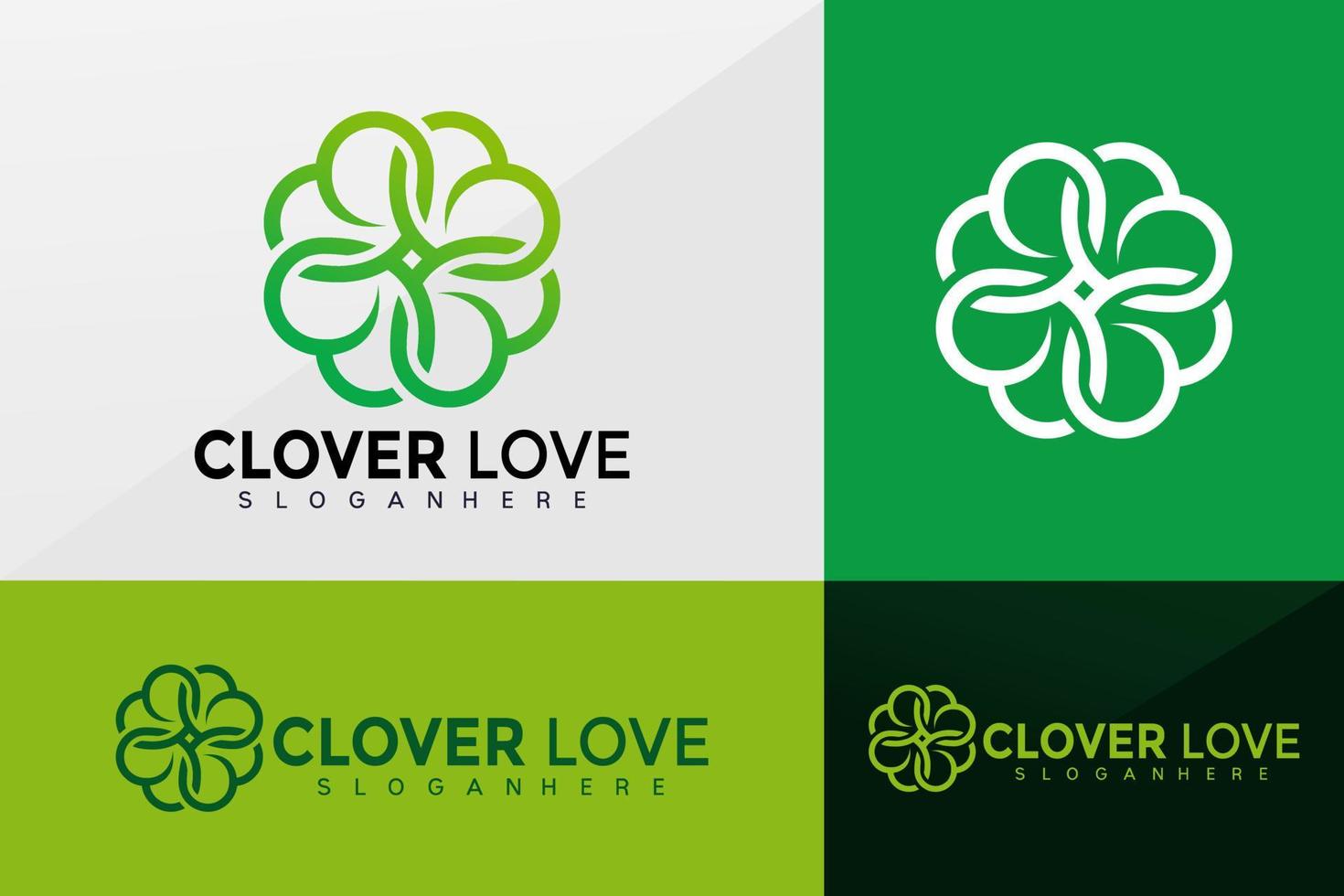 Clover Love logo vector, Leaves Logos design, modern logo, Logo Designs Vector Illustration Template