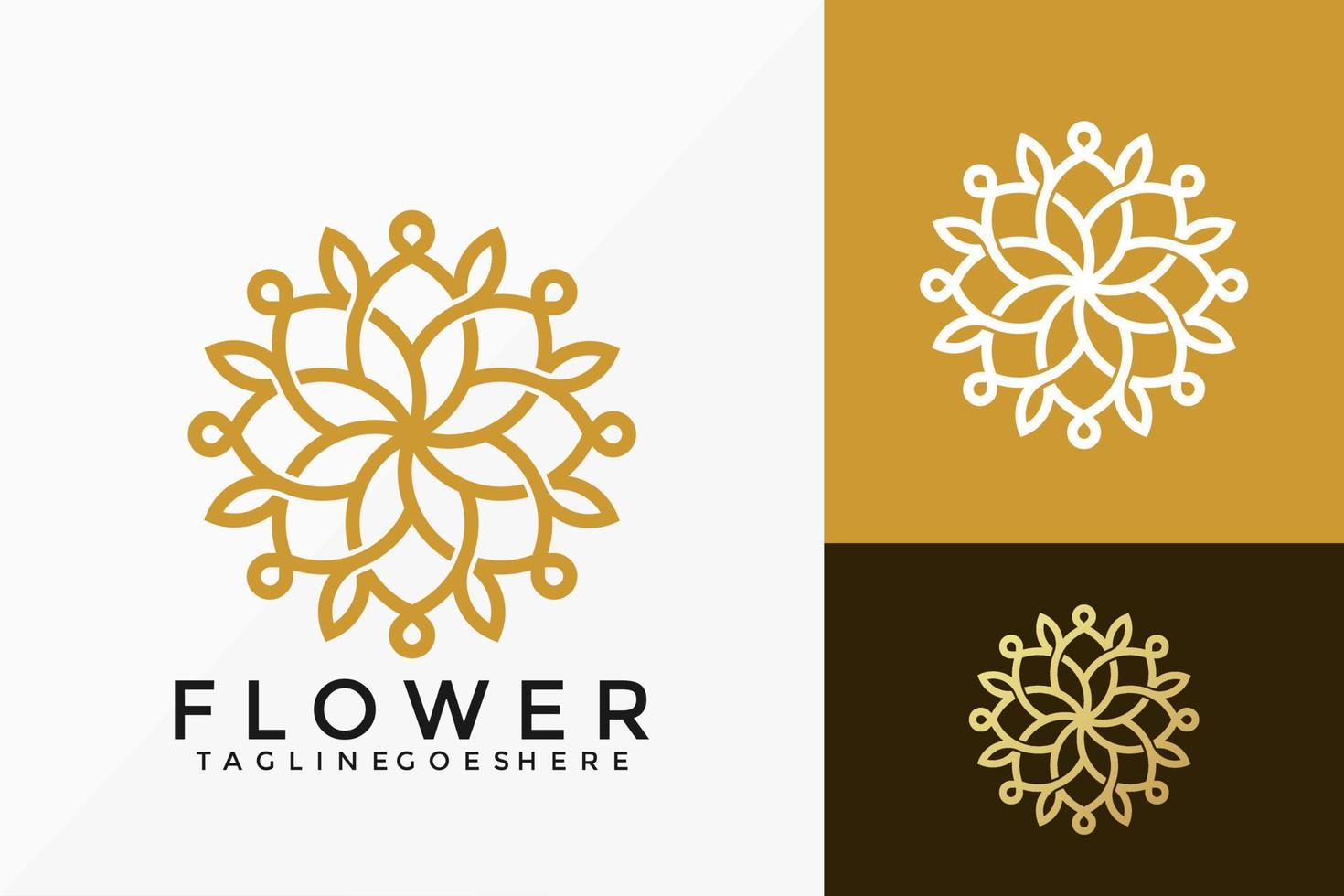 Beauty Flower Bloom Logo Vector Design. Abstract emblem, designs concept, logos, logotype element for template.