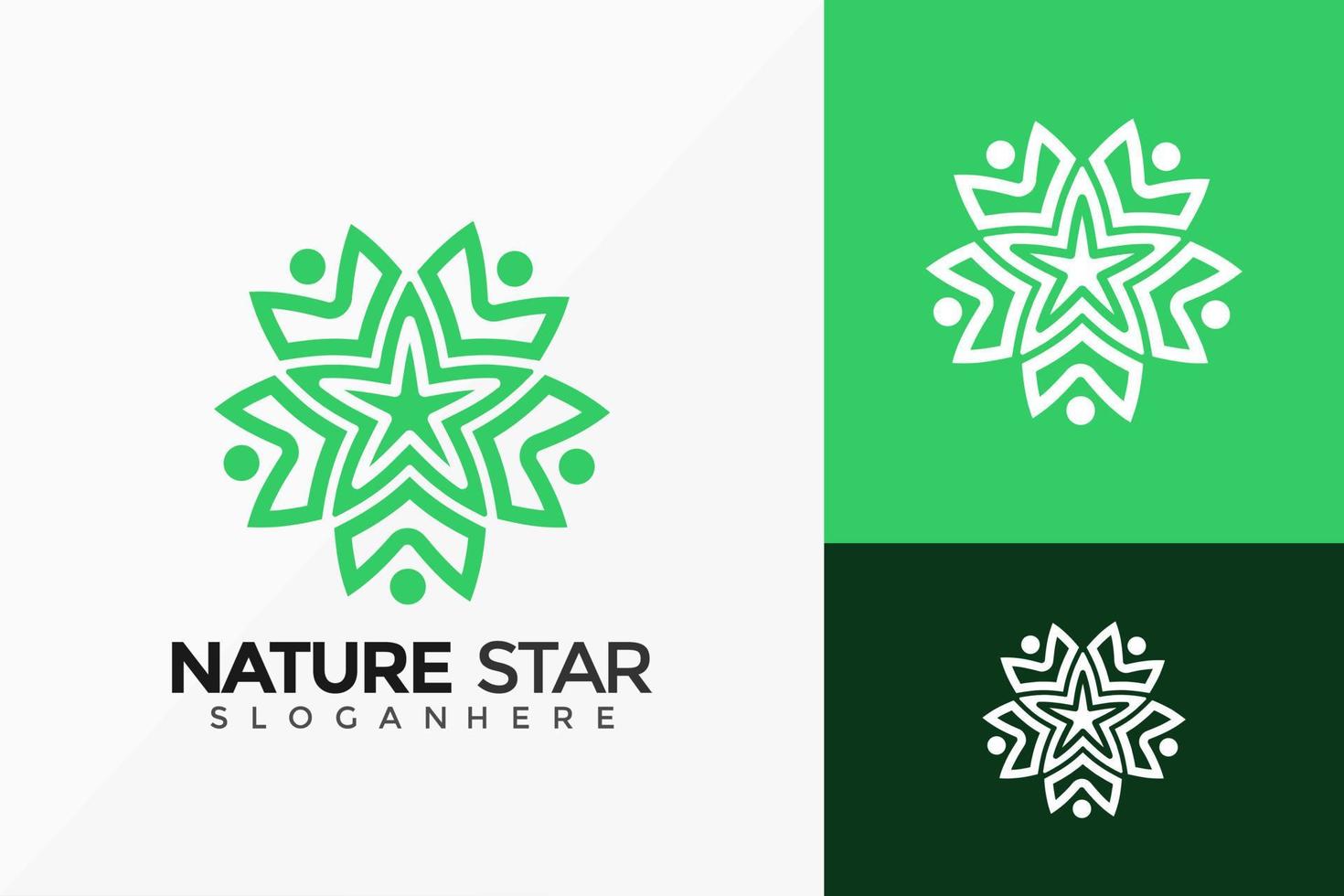 Nature Star Logo Vector Design. Abstract emblem, designs concept, logos, logotype element for template.