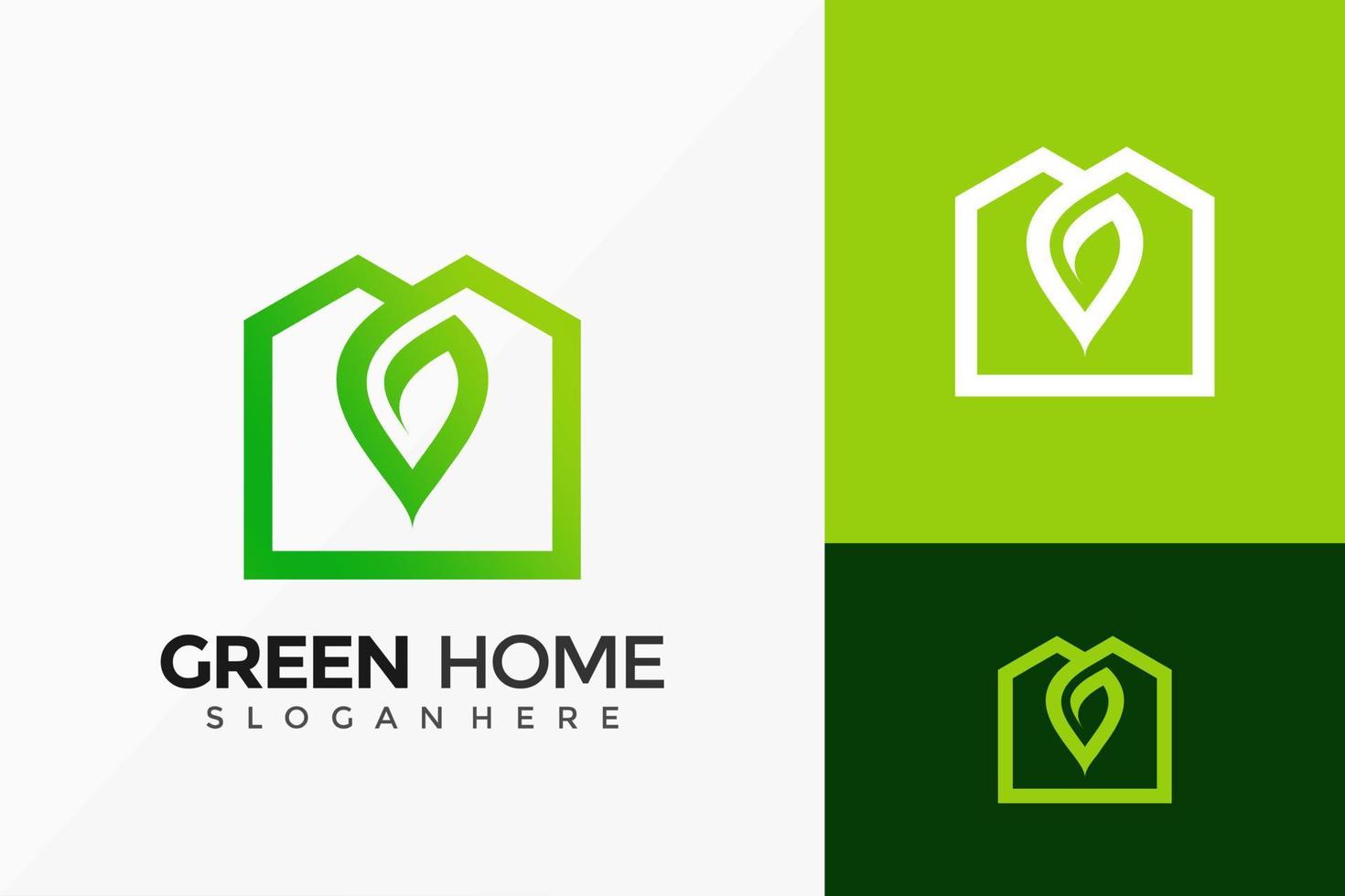 diseño de logotipo ecológico hogar verde. Plantilla de ilustración de vector de diseños de logotipos de ideas modernas