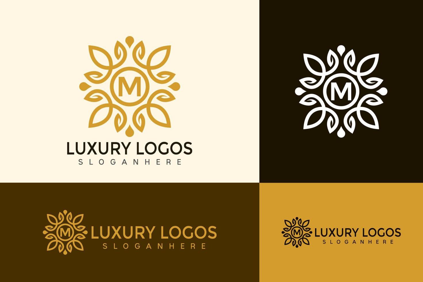 vector de logotipo de lujo de letra inicial m, diseño de logotipo minimalista elegante boutiquoe, logotipo moderno, plantilla de ilustración de vector de diseños de logotipo