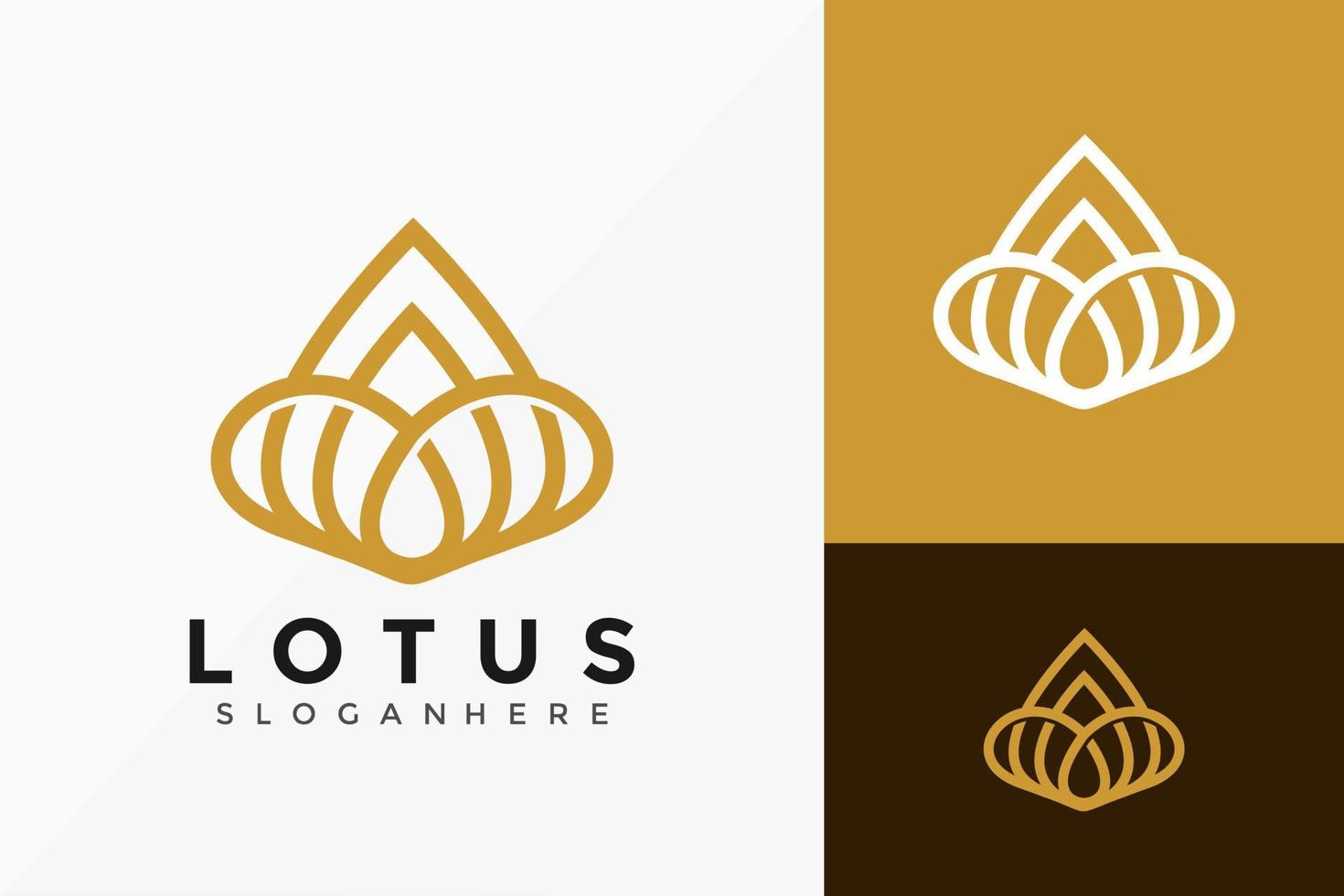 Diseño de logotipo de boutique de loto dorado, diseños de logotipos modernos creativos, plantilla de ilustración vectorial vector