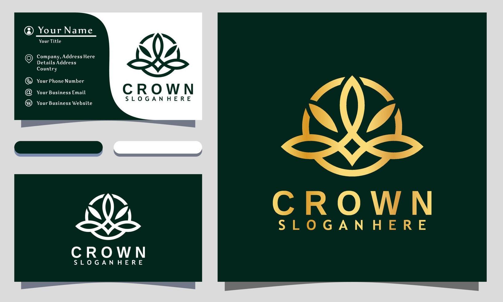 Golden Royal Crown Vintage logo design vector Illustration, business card template