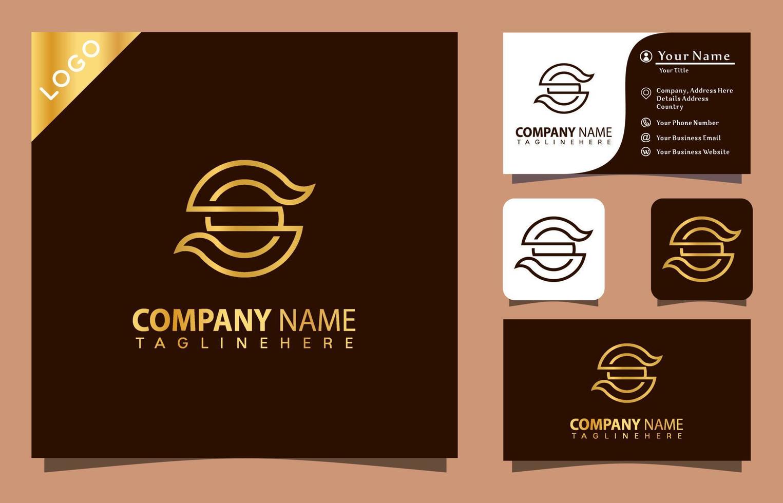 Ilustración de vector de diseño de logotipo de letra s de oro, tarjeta de visita de empresa moderna vintage