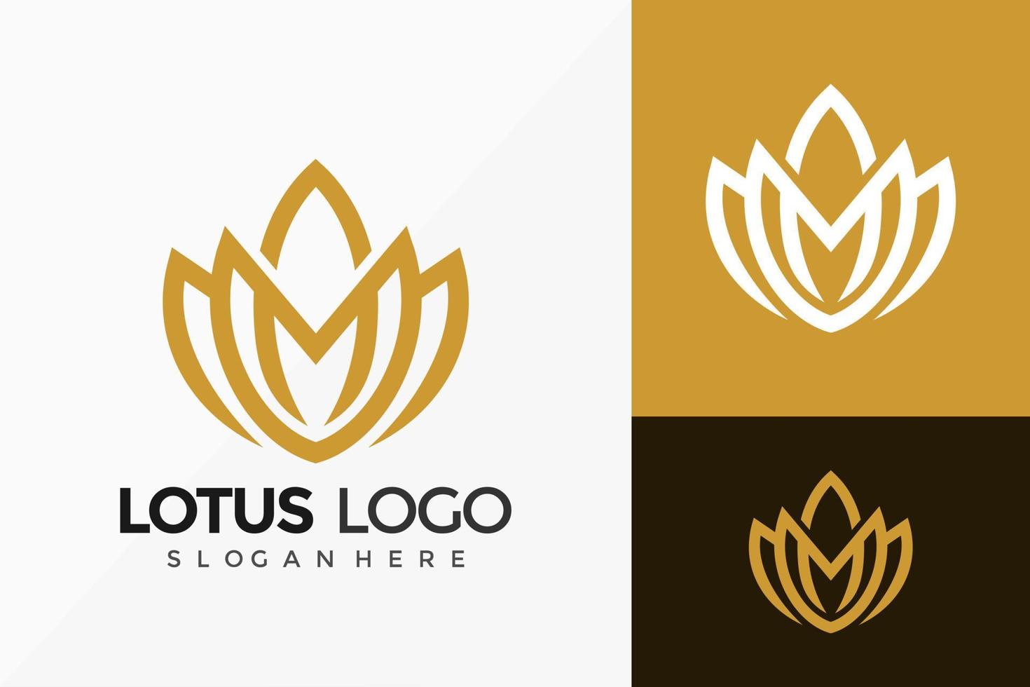 Letter M Lotus Logo Vector Design. Abstract emblem, designs concept, logos, logotype element for template.