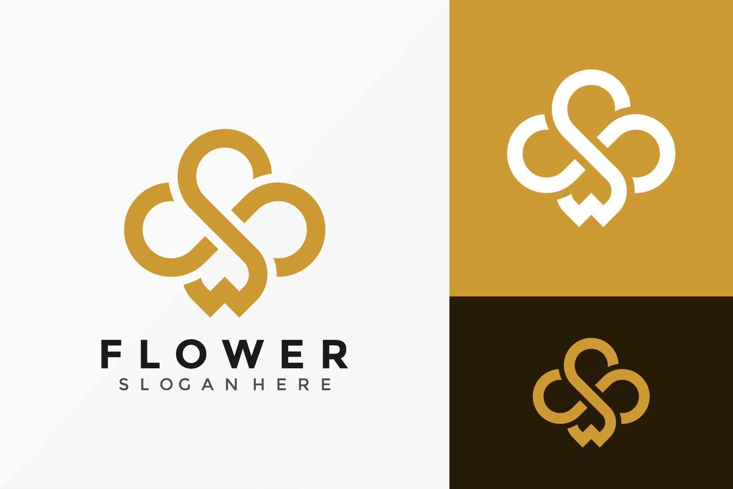 Gold Letter S Flower Logo Design. Abstract emblem, designs concept, logos, logotype element for template. vector