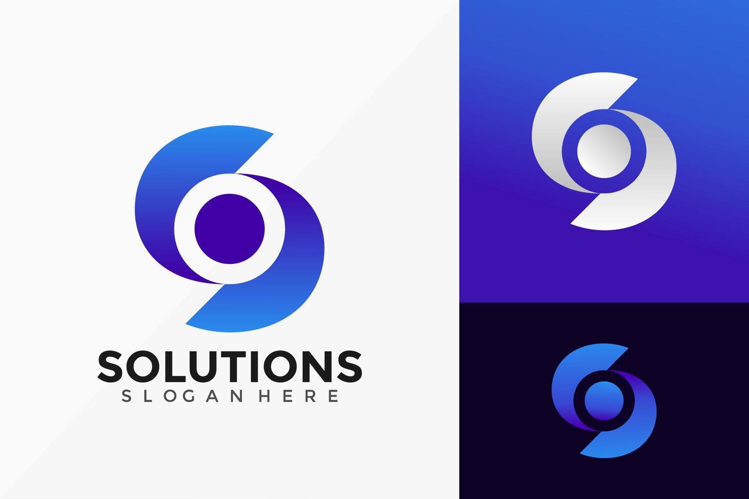 Vector Letter S Solutions Technology Logo Design. Abstract emblem, designs concept, logos, logotype element for template.