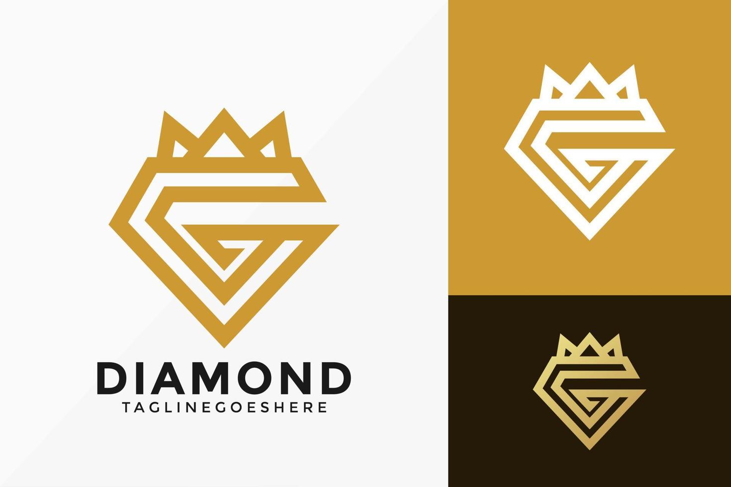 Letra g diseño de vector de logotipo de corona de diamantes. emblema abstracto, concepto de diseños, logotipos, elemento de logotipo para plantilla.