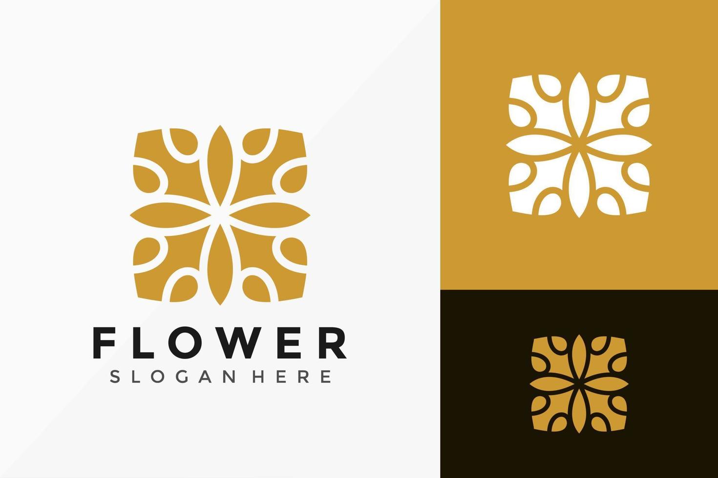 Golden Flower Fashion Logo Design. Creative Idea logos designs Vector illustration template