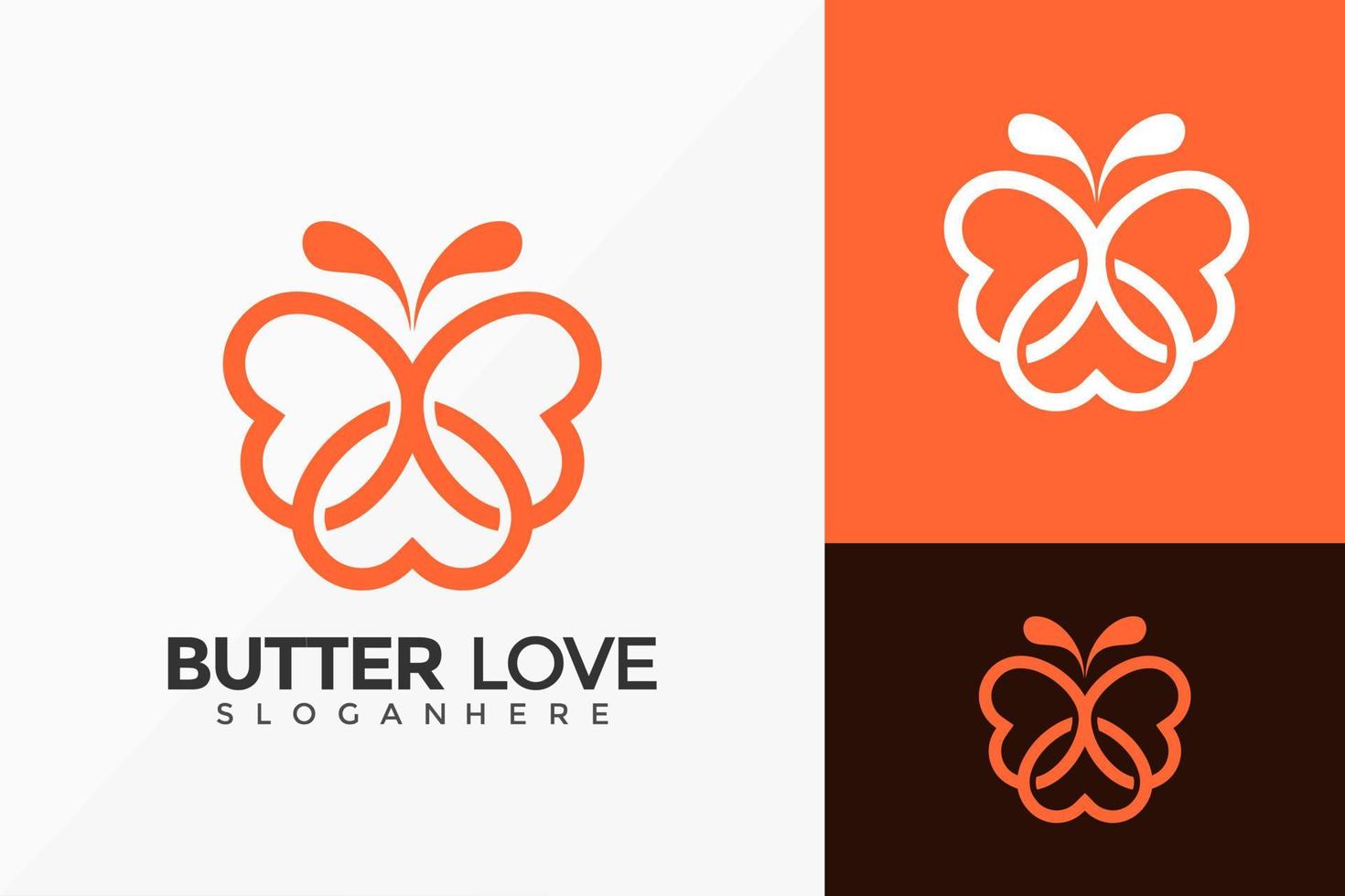 Diseño de logotipo de mariposa y amor, diseños de logotipos elegantes minimalistas, plantilla de ilustración vectorial vector