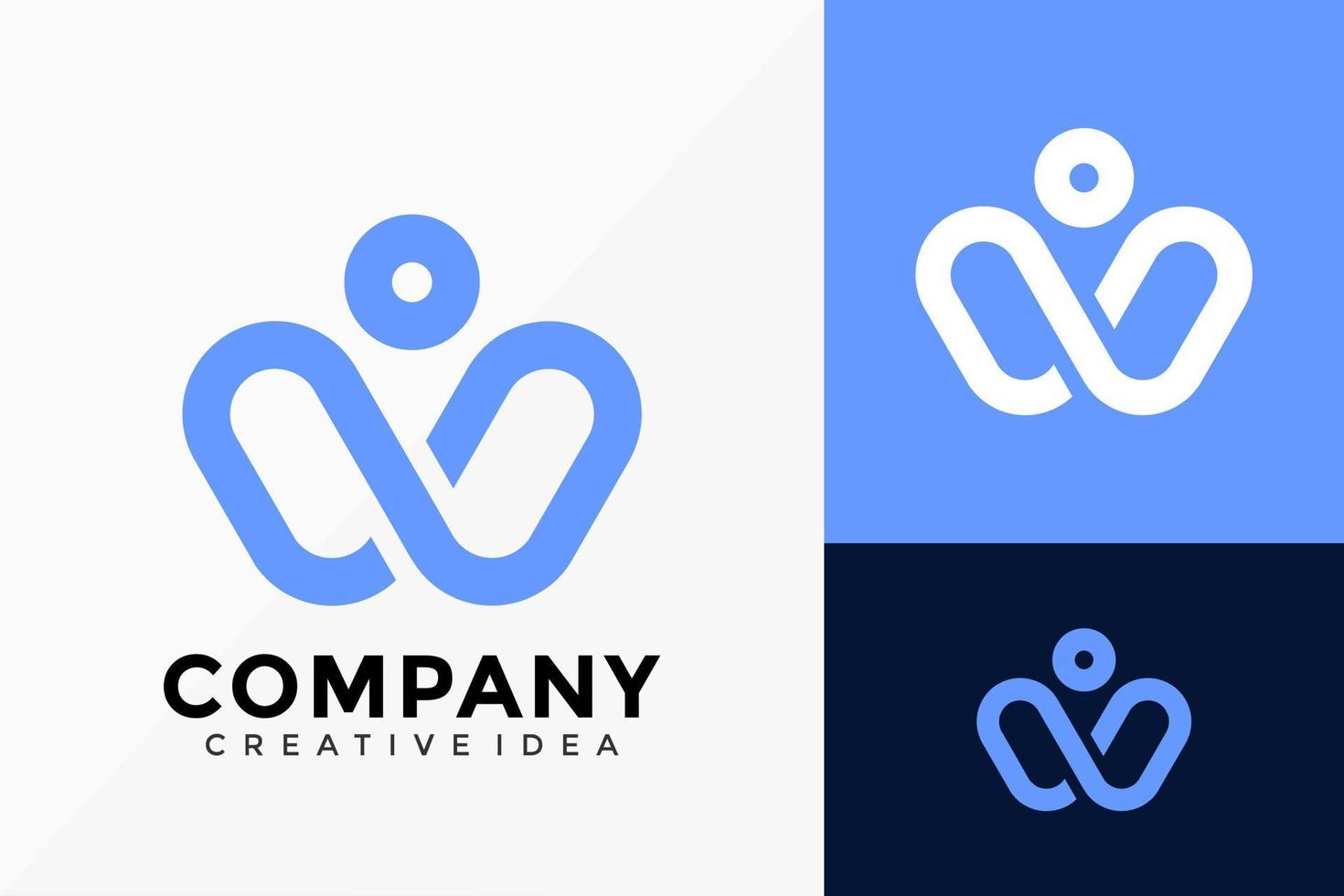 Diseño de vector de logotipo de empresa de personas humanas de letra w. Emblema abstracto diseña el elemento del logotipo de los logotipos del concepto para la plantilla.