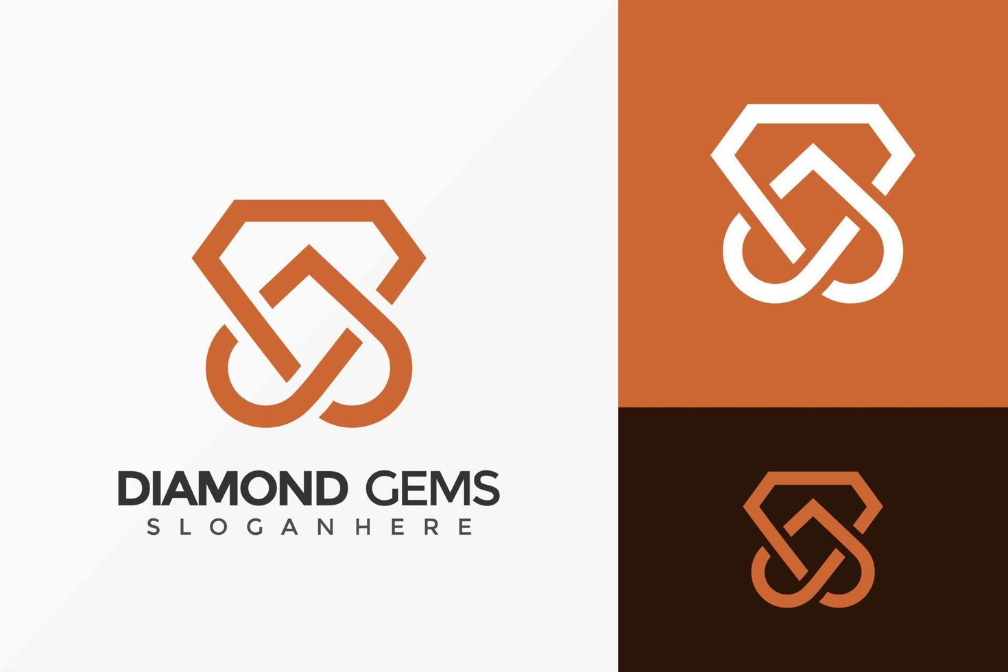 Gold Diamond Gemstone Logo Design, Minimalist Logos Designs Vector Illustration Template