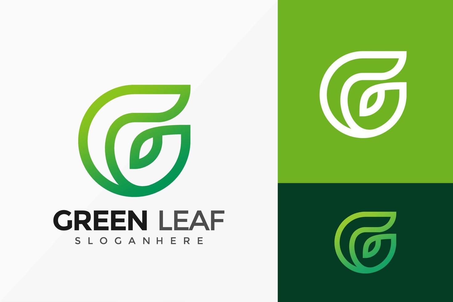 Letter G Nature Leaf Logo Design, Green Leaves modern Logos Designs Vector Illustration Template