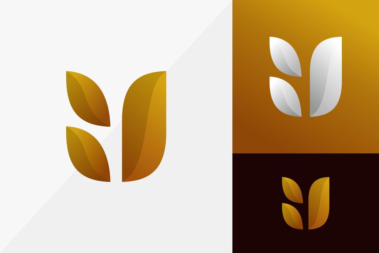 Letter U Wheat Logo Design, Modern Logo Designs Vector Illustration Template