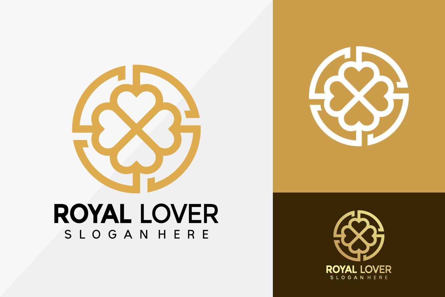 diseño de logotipo de trébol real de lujo, vector de logotipos de identidad de marca, logotipo moderno, plantilla de ilustración de vector de diseños de logotipos