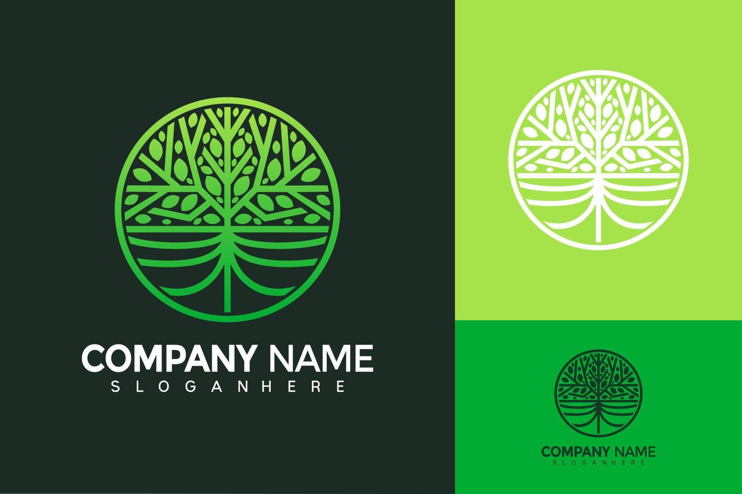 Diseño de logotipo de árbol vibrante abstracto, vector de logotipos de empresa de hoja de raíz, logotipo moderno, plantilla de ilustración de vector de diseños de logotipos